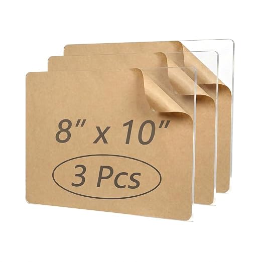 Lovemolly 3 Pack 8"x10" Plexiglass Sheets 1/8" Thick, 1/8" Thick by Unknown