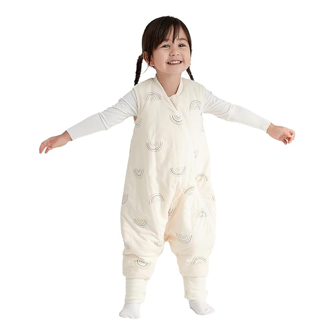Duomiaomiao 2.5 TOG Toddler Sleep Sack 24-36 Months 100% Cotton Winter Side Open Zipper Baby Sleep Sack with Feet, Warm Toddler Wearable Blanket