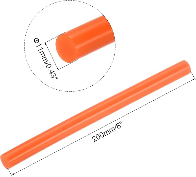 uxcell Mini Hot Glue Sticks for Glue Gun 11mm x 200mm Bright Orange 12pcs - Image 2