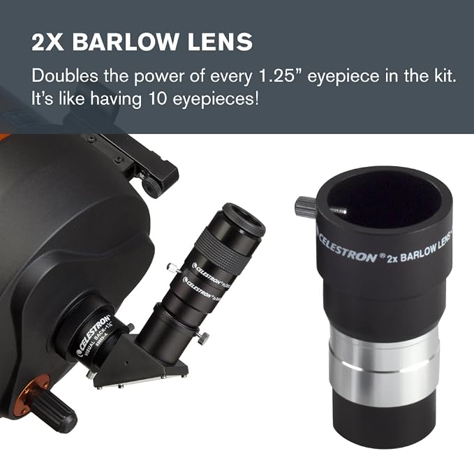 Celestron Accessory Kit with Five 1.25" Plossl Eyepieces, 2x Barlow and Filter - Image 3