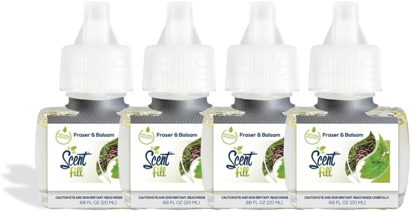Scent Fill Fraser Fir & Fresh Balsam Pine Plug in Air Freshener, 4 Scented Oil Refills