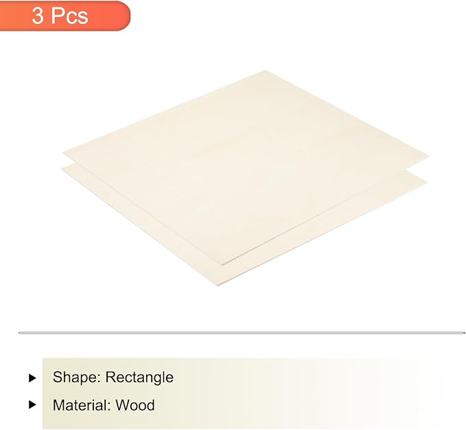 MECCANIXITY 3pcs Basswood Sheets 12 x 8 x 1/8 Inch Unfinished Wood Boards - Image 3