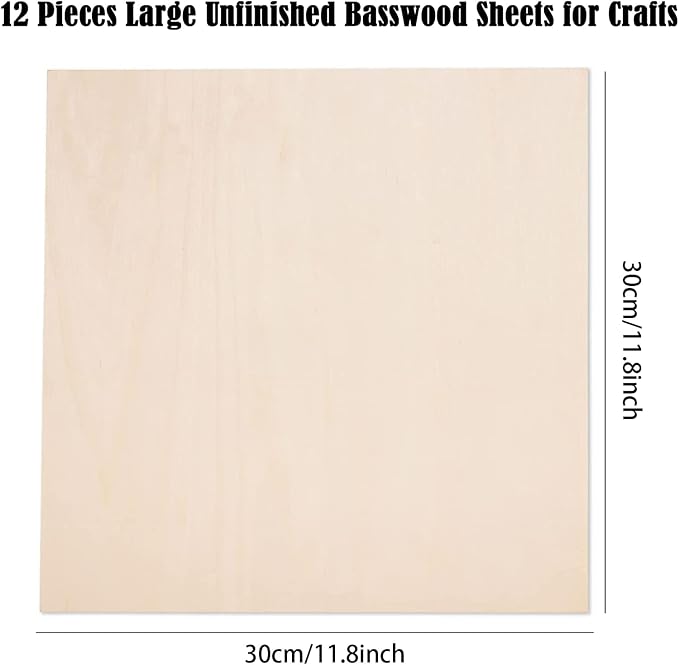 12 Pack 12 x 12 x 1/16 Inch-2 mm Thick Basswood Sheets - Image 2