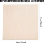 12 Pack 12 x 12 x 1/16 Inch-2 mm Thick Basswood Sheets - Image 2