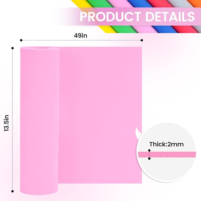 Do²ping Pink Eva Foam Sheets roll, 2mm eva Craft Foam 49''x13.5'' High Density - Image 2