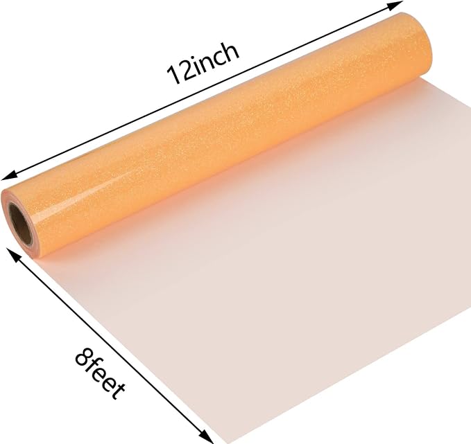 guangyintong Glow Glitter Orange Yellow Heat Transfer Vinyl HTV Rolls, Glitter - Image 7