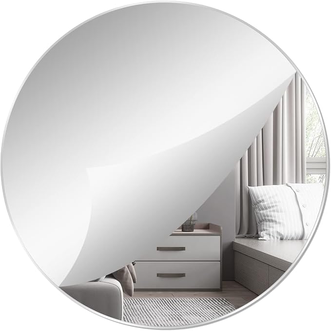 12'' Round Wall Mirror Tiles Self Adhesive Circle Mirror by DARENYI