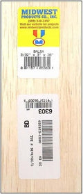 6303 Balsa Wood, 3/32 x 3 x 36-in. by Midwest+Products