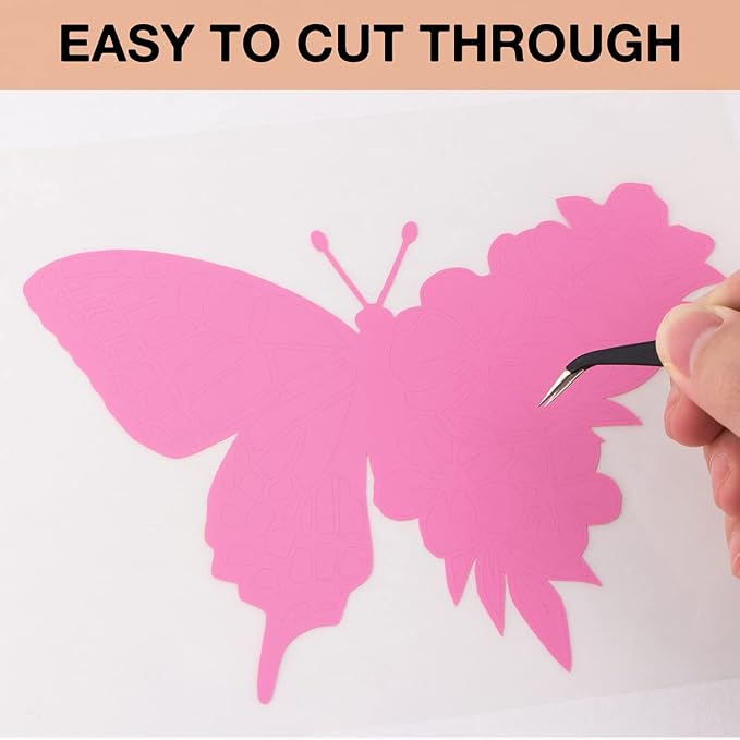 HTVRONT Pink Permanent Vinyl, Glossy Pink Adhesive Vinyl Roll | - Image 3