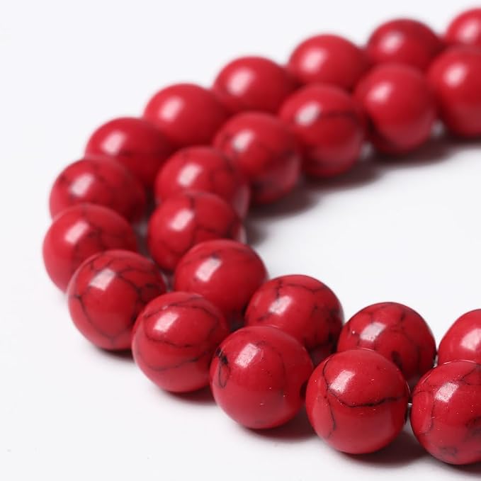 180PCS 4mm Natural Stone Beads Red Turquoise Gemstone Round Loose Beads - Image 3