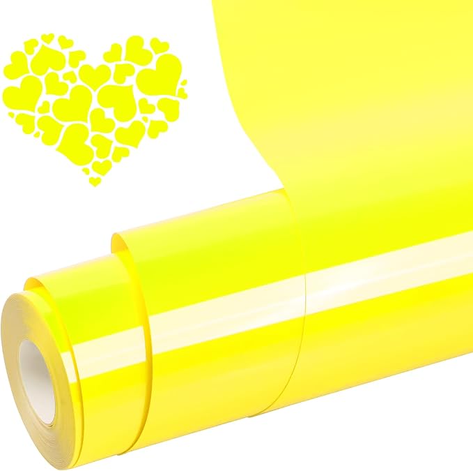 Heat Transfer Vinyl PU12Inches x 20ft Fluorescent yellowIron on by Unknown