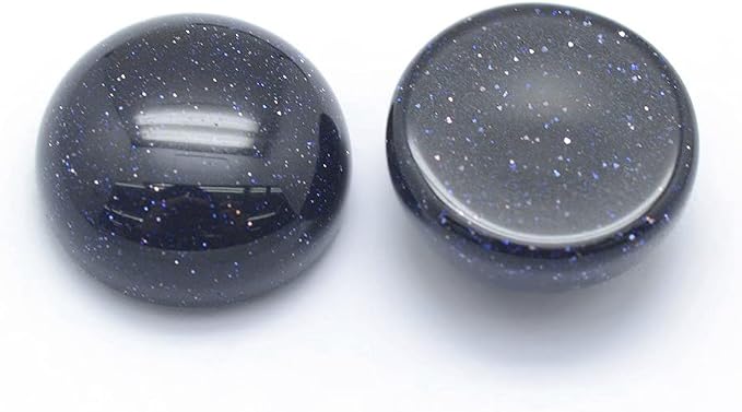 FASHEWELRY 50Pcs Natural Blue Goldstone Cabochons Flat Back Gemstone Cabochons - Image 2