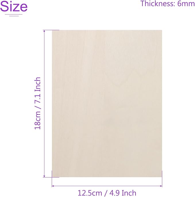 DMiotech 25 Pack 7.1 x 5 x 1/4 Inches 6mm Thick Wood Sheets Basswood Sheets - Image 3