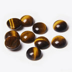 20pcs 16mm Natural Stone No Hole Tiger's Eye Semicircle Smooth Cabochons Beads - Image 2