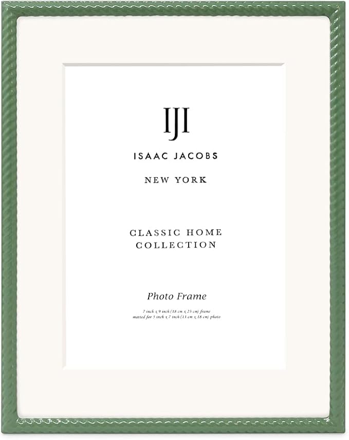 Isaac Jacobs 7x9 Green Metal Rope Border Picture Frame, Horizontal & Vertical - Image 2
