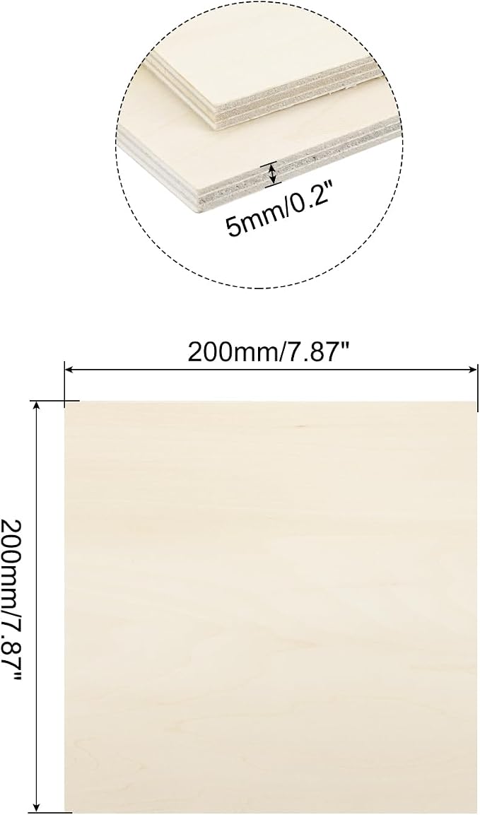 MECCANIXITY 3pcs Basswood Sheets 8 x 8 x 3/16 Inch Unfinished Wood Boards - Image 2