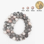 48pcs Natural Matte Pink Zebra Gemstone Beads，8mm Frosted Round Loose Stone - Image 2