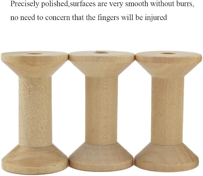 HAHIYO 2.36Inch/6cm 4PCs Natural Wood Unfinished Wooden Empty Thread Spool - Image 5