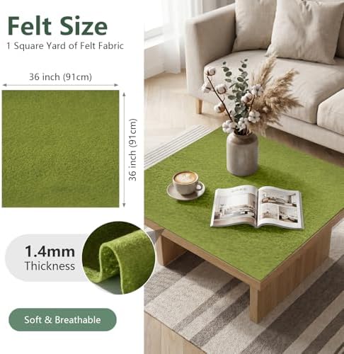 Fern Geen Felt Fabric 36'' X 36'', 1.4mm Large Felt Sheets Soft Durable Crafts - Image 2