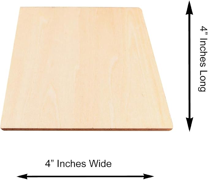 50 Pack Unfinished Wood Squares 4"x4"x1/8" Blank Thin Basswood Sheets - Image 6