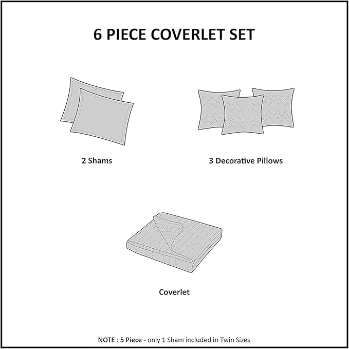 Madison Park Queen Quilt Set Lustrous Jacquard & Glitter Accent Coverlet Set - Image 6