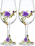 Simcat Handmade Painted Enamel Flower Glass Wine Glasses Transparent Refined by Simcat