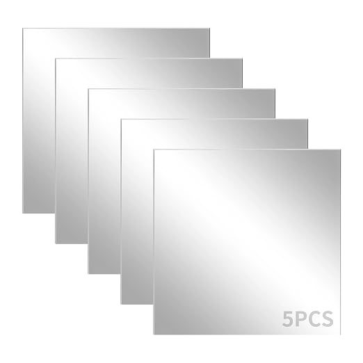5 Pack 12x12 Inch Sliver Mirrored Acrylic Sheets, 1/8 in | Mirror Acrylic Sheet by KEJJNYER