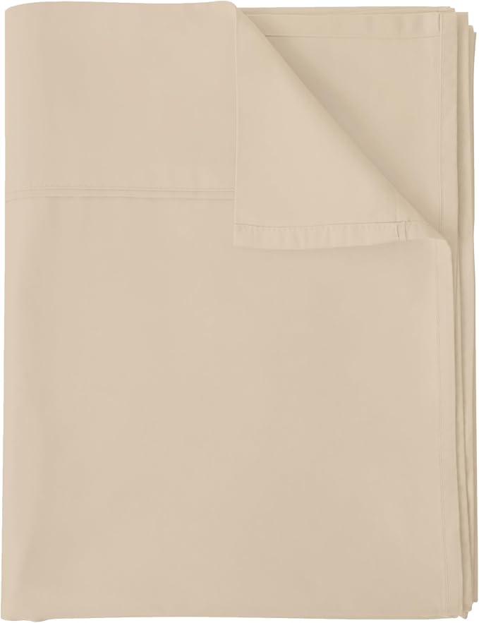 Flat Sheet Only Cal King Size, 400 TC 100% Egyptian Cotton Flat Sheet-Beige by ShunjieHome
