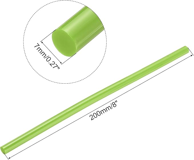 uxcell Mini Hot Glue Sticks for Glue Gun 7mm x 200mm Light Green 12pcs - Image 2