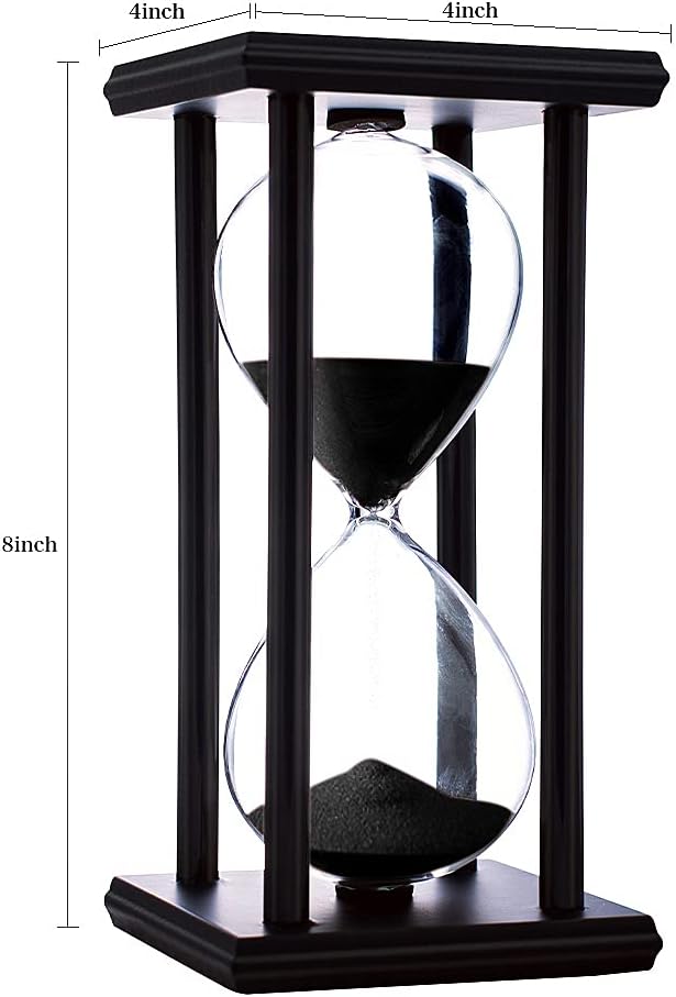 BELLAWARE Hourglass Timer with Black Sand, 45 Minute Wooden Sand Timer | - Image 5