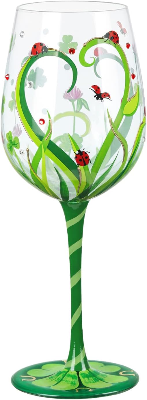 NymphFable Ladybug Wine Glass Hand Painted Wine Glass Personalised Ladybug by NymphFable