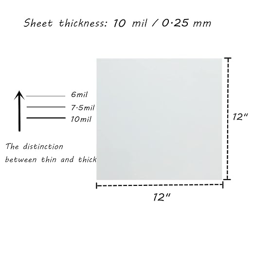 BANLTRE 10 Sheets 10 mil Mylar Sheet 12 x 12 inch Milky Translucent PET Blank - Image 3