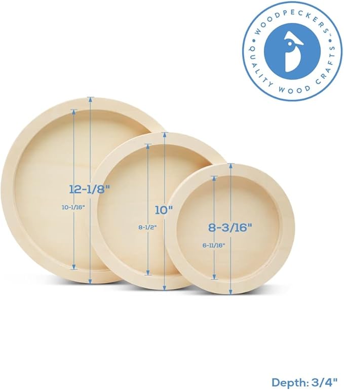 Circle Wood Panel 8-3/16 inch Diameter, Unfinished Wooden Trays - Image 4