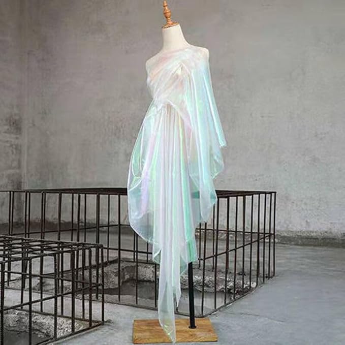 11 Yard Long White Iridescent Organza Fabric - Image 8