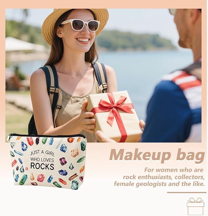 Geology Gifts for Women Rock Lover Makeup Bag for Girls Rocksy Geologist Travel - Image 5
