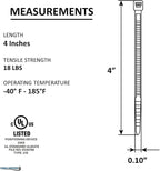 Kable Kontrol Fluorescent Yellow Zip Ties 4 Inch 40, 18 Lbs Tensile Strength - Image 2