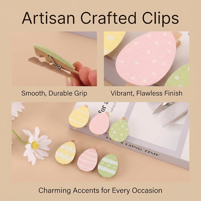 18 Pack Colorful Egg Wooden Clothespins, Mini Decorative Clips - Image 4