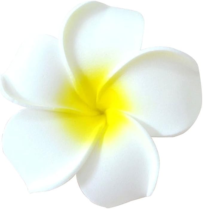 Pursuestar 100Pcs White Foam Hawaiian Frangipani Artificial Plumeria Flower - Image 8
