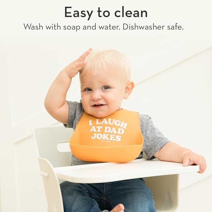Baby Bib for Eating by Bella Tunno, Waterproof Silicone Bib with Large Food Catcher, Adjustable Fit for Babies 4-12 months & Toddlers 1-3 Years, Boys & Girls, Little Mister Mess