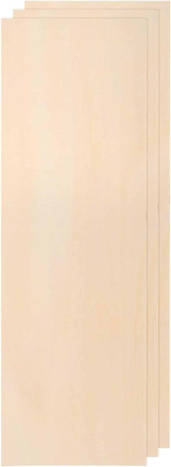 MECCANIXITY 3pcs Basswood Sheets 12 x 4 x 5/64 Inch Unfinished Wood Boards by MECCANIXITY