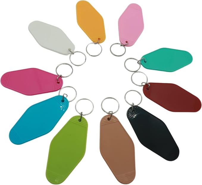 10pcs Blank Hotel Keychains Bulk Vintage Motel Keychain Vinyl HTV printing - Image 2