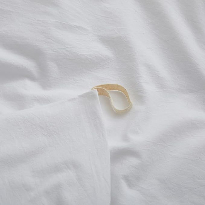 100% Washed Cotton Duvet Cover Set, Linen Like Natural Bedding Set - Image 4