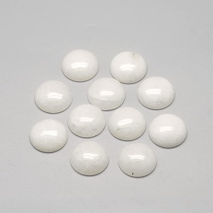 FASHEWELRY 50Pcs Natural White Jade Cabochons Flat Back Gemstone Cabochons Half by FASHEWELRY