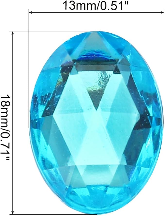 MECCANIXITY 50Pcs Acrylic Oval Gems 13x18 mm Flat Back Artificial Rhinestones - Image 2