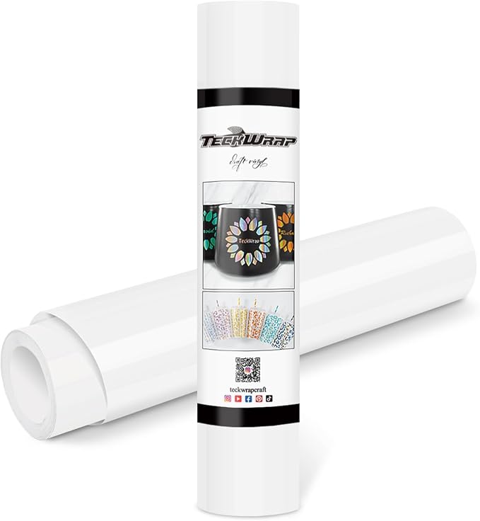 TECKWRAP Permanent Adhesive Vinyl 12" x 10ft, Glossy White by TECKWRAP