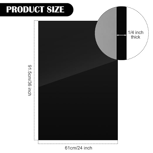 Juexica 1 Pcs 24'' x 36'' Black Acrylic Sheet 1/4'' Thick Cast Acrylic Sheet - Image 2