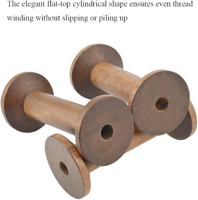 HAHIYO 3Inch/7.5cm 3PCs Light Brown Color Wood Spool - Image 4