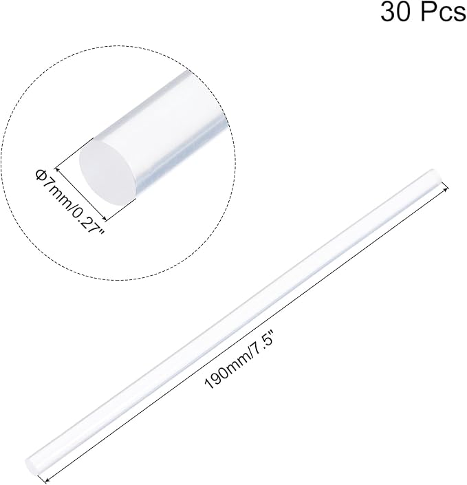 uxcell 30pcs Full Size Hot Glue Gun Sticks 7.5-inch x 0.27-inch High Sticky - Image 2