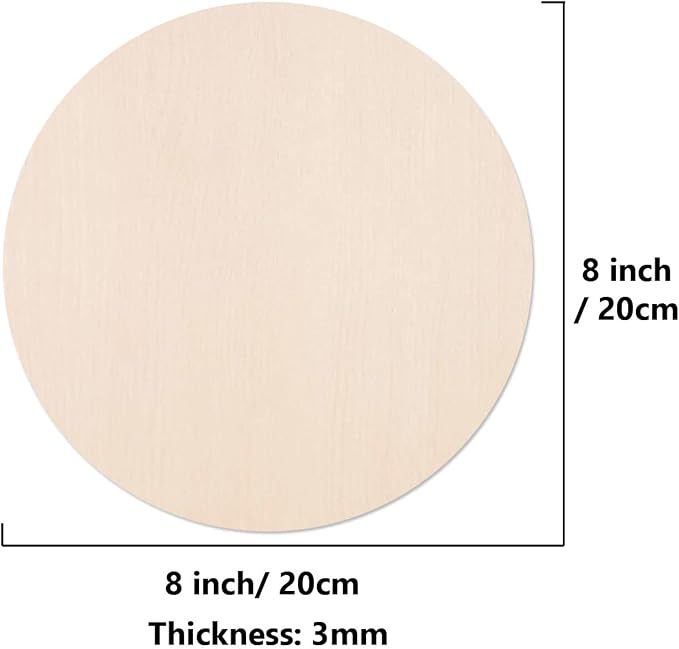 20PCS 8Inch Round Poplar Wood Discs - Image 2