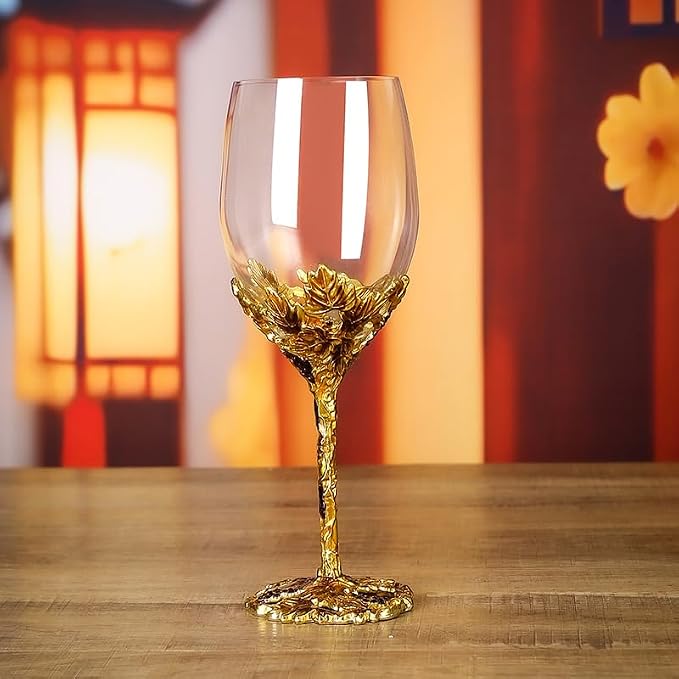 Simcat Handmade Painted Enamel Flower Glass Wine Glasses Transparent Refined - Image 2